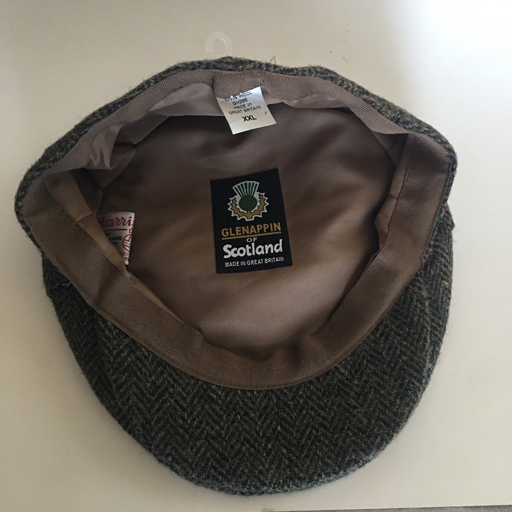 Glen Appin of Scotland 100% Wool Hat Harris Tweed Cabbie Golf Newsboy Cap SZ 2XL - Picture 6 of 16